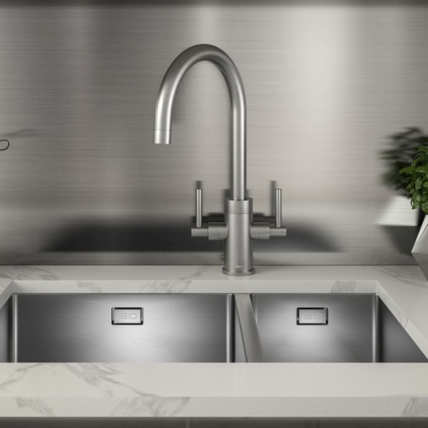 Eibsee Twin Lever Kitchen Tap - Stainless Steel